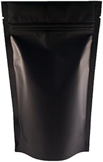 RIGHTPAK Black Matt Stand Up Pouches with Resealable Zipper and Tear Notch for Food Packaging Bags (50, 8cm x 13cm)