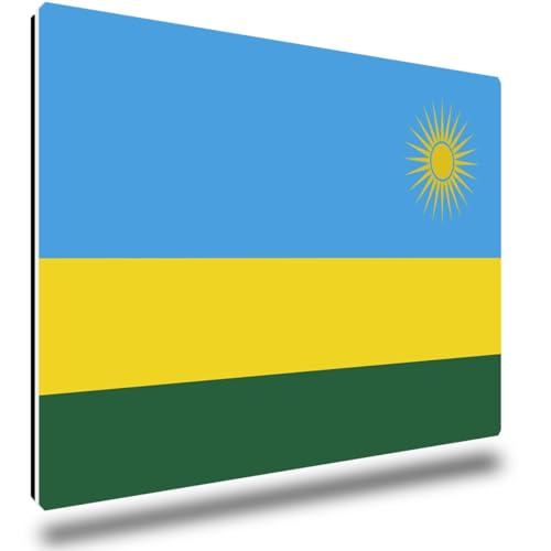 TRIOSK Kühlschrankmagnete Länderflaggen Magnet Flagge Ruanda Länder Reise Souvenir Geschenk für Reiselustige Frauen Männer Weltenbummler Kühlschrank stark eckig groß 85x55 mm