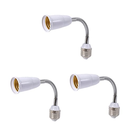 Uikdjgu 3X Sostenedor de Lámpara Bombilla Luz LED Conversor Ataptador Flexible E27 A E27 20 cm Longitud Extensión del Tipo Base de Enchufe de Extensión Flexible