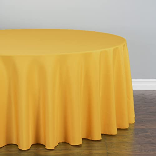 Linentablecloth Round Polyester Tablecloth, 108-Inch, Gold #TOP1
