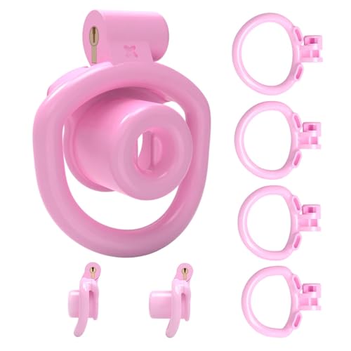 Inverted Training Cage, Men’s Special Protective Crossdressing Set with 4 Arc Rings Lightweight Breathable Invisible Set -A63SQUS (Pink, Long)