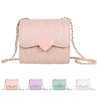 Jiusely Little Girl Handbag Crossbody Bag, Girl Shoulder Bag Cute Heart Design Princess Crossbody Bags Shoulder Bag, Kids Handbag for Toddler Kids Girls Birthday Gift (Pink)