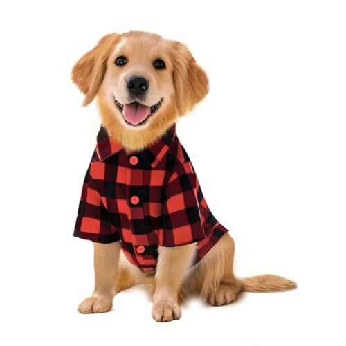 Hundeshirt Kariertes Hunde Outfit Niedliche Hundekleidung Hunde Shirts für Kleine Mittel Große Hundes Katzen Haustier Kariertes Hemd Kostüm Halloween Weihnachten M