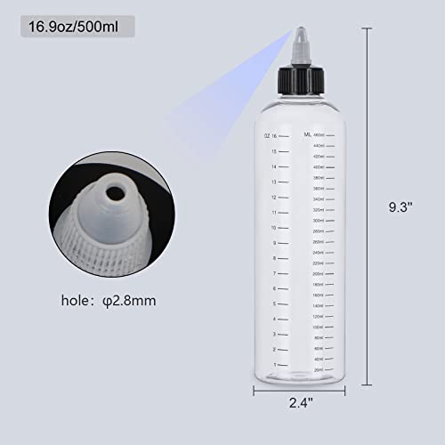 Sdoot Applicator Bottle For Hair, 16.9Oz Hair Applicator Bottle 2 Packs, Hair Color Bottle Applicator With Ratio Graduated Scale, Hair Dye Bottle Applicator With Twist Top Cap #TOP1