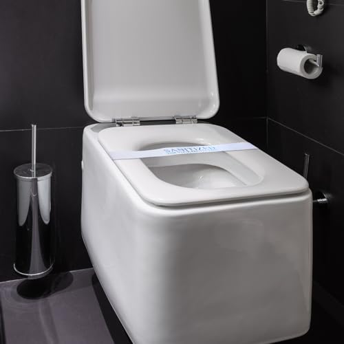 Affrolling 3000 Pcs Sanitized Toilet Seat Strip Paper 16-1/2" Wide x 1-1/2" Toilet Seat Bands Stickers Strips Hotel Essentials Sanitized Blue and White Strips for Hotels Motels Hospitals