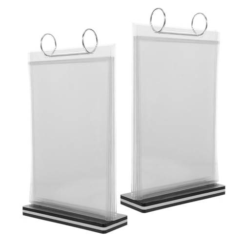 Présentoir de Table Acrylique 2 Pièces Porte-menu Vertical Transparent pour Bureau et Restaurant