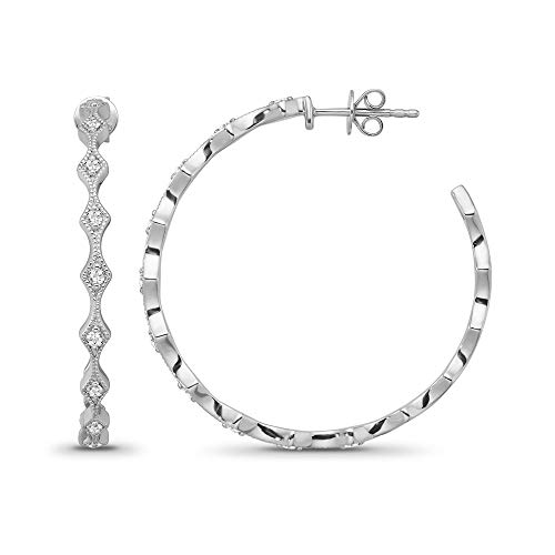 Sterling Silver Diamond Hoop Earrings (1/2 Cttw, I-J Color, I2-I3 Clarity) #TOP1