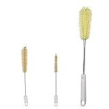 【Juego de cepillos versátil para botellas 3PCS】 Con 3 cepillos verdes para botellas y para pajilla / tubo. Cada cepillo tiene un tamaño diferente. Tamaño: 42*6cm, 21*1cm, 21*1.3cm.