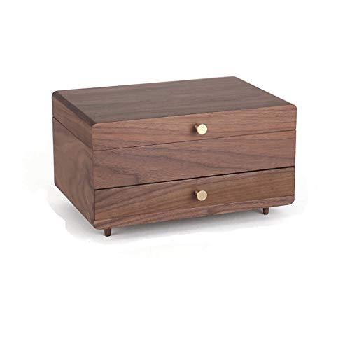 Preisvergleich Produktbild Jixi Europäische Massivholz Schmuckschatulle Ohrringe Ohrringe Halskette Ring-Aufbewahrungsbehälter Staubdichtes große Kapazitäts-Schmuck Organizer (Color : Walnut)