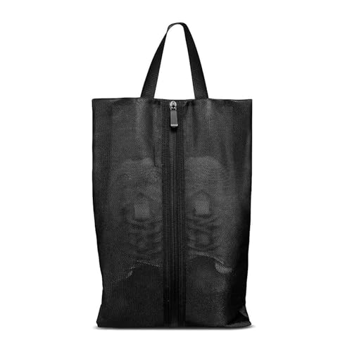 1 Pieza Bolsa Zapatos Viaje, Portátil Bolsa para Zapatos, Bolsa para Zapatos de Nylon, Asa Resistente y Cremallera, Malla TPU Resistente al Agua (39x22x8cm), para Zapatos y Artículos de Aseo (Negro)