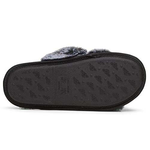 Laura Ashley Women's Faux Fur Plush Open Toe X-Band Slippers, Indoor Outdoor Slip On Criss Cross Slippers For Ladies #TOP2
