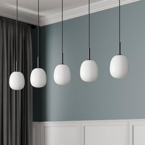 Lindby Etiena Sospensione 5 Luci, Vetro Opale - 6