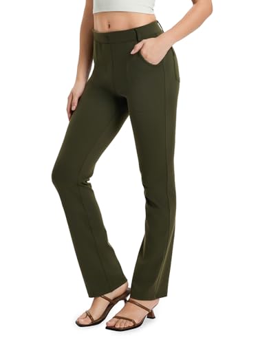 Image of Yogipace,Belt Loops,Women's Petite /Regular /Tall Straight Leg Yoga Dress Pants