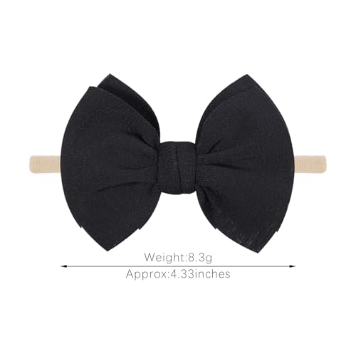 6Pcs Nylon Headbands Hair Bows for Baby Girls Handmade Hair Band With Bows Hair Accessories for Newborn Baby Infant Toddler Kids (6pcs black white pink, mid)2