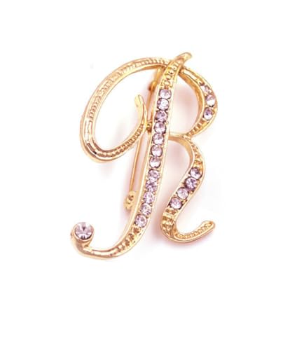 Image of vmcoatdu Women A-Z Initial Pins 26 Letters Pins Gold Plated Metal Brooches Clear Crystal Rhinestone Brooch Breastpin Badge