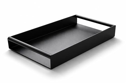 CeleBig Dekotablett Metall Schwarz Rechteckig – Serviertablett mit Griffen, Modernes Deko Tablett für Wohnzimmer, Küche & Bad, 30 × 18 × 4 cm