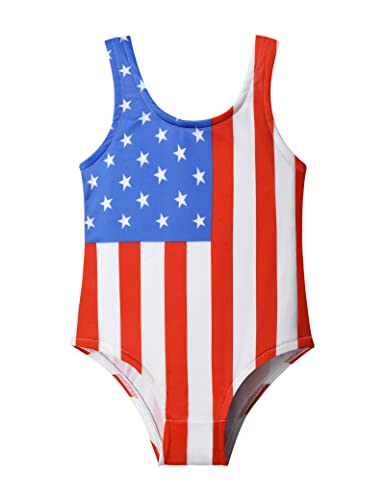 Image of KANGKANG Girls 4th Of July Swimsuit Girls Swimsuit Size 8 Girls Swimsuit Size 7 American Flag Bathing Suit One Piece Swimwear Independence Day Tankini Beachwear