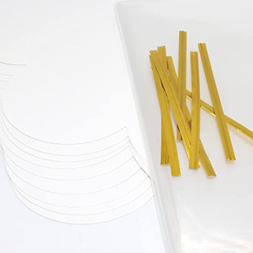 Clear Food Storage Bags for Toast Bread Cookies Candy Chocolate Cake Bakery Gift Packaging Cake Tray and Ribbon, 20 Pack