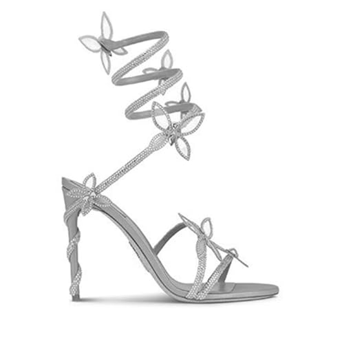 MRKEWUNEY Fashion Women Diamante Heels Butterfly Wrap Around Strap Sandals2