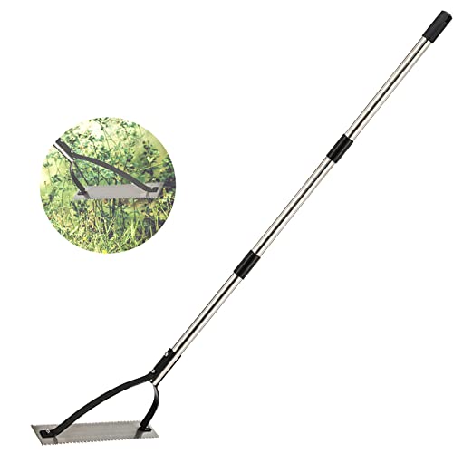 Oliynedy Weed Whip, Grass Weed Cutter Hand Tool Long Handle with 1 Pack Double-Edged Serrated Sharp Sling Blade Tool, Manual Weed Wacker for Yard and Ditches