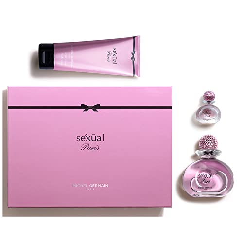 Michel Germain Sexual Paris – Gift Set for Women – Floriental Fragrance – Notes of Blackcurrant, Jasmine and Amber – Long Lasting – Includes EDP Spray, Miniature Parfum and Body Lotion – 3 pc