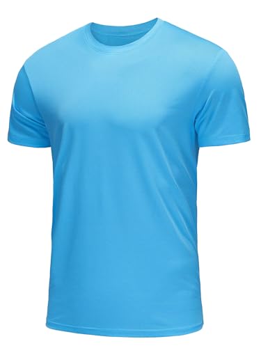 Image of ANGEL CITIZ Men's Short Sleeve Dry Fit Active Crew Neck T Shirt Athletic Running Gym Workout Tee Tops Blue XL