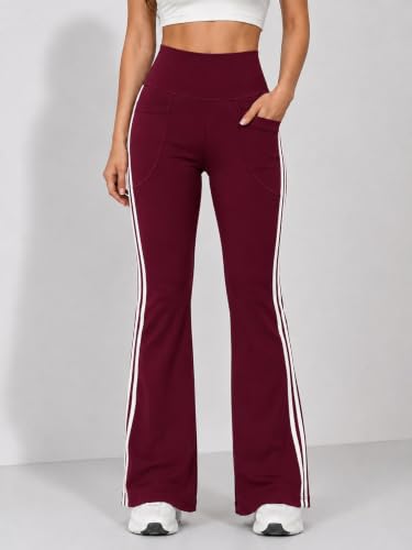 Image of Imperative High Waist Stretchable Flared Gym Pants for Women's | Gym Track Pants for Women with Side Pockets