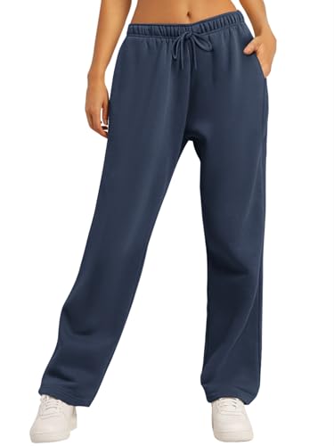 Image of AUTOMET Women's Straight Leg Sweatpants Fleece Lounge Pants | Fall Athletic Joggers with Pockets,Lightweight Soft Sweat Pants, Casual Gym Workout Pants