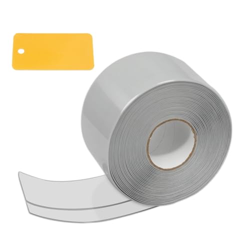 Druuzyl Battiscopa morbidi autoadesivi, 50 x 20 mm, in PVC, flessibili, autoadesivi, 7 m, colore grigio, flessibile, per cucina, bagno e bagno