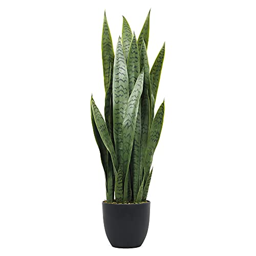 35" Lifelike Faux Snake Plant, Realistic Artificial Plants with 2...