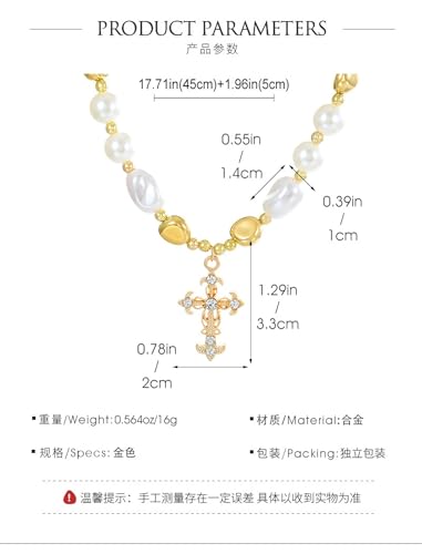 Collier chaîne perle et croix punk pour un look superposé sans nœuds