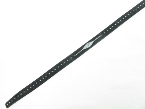 Genuine Stingray Shagreen Skin Leather White Dot Men's Belt 46" Black4