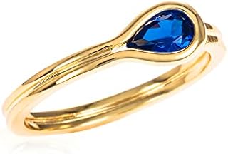namana Dainty Cubic Zirconia Ring for Women and Teen Girls, Simple Gold Plated Ring for Women with a Pear-Shaped White or Coloured Cubic Zirconia Stone, Adjustable Gold Ring for Women