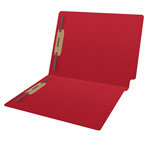 11 Pt Color Folders, Full Cut 2-Ply End Tab, Letter Size, Fasteners Pos #1 & #3, Red (Box Of 50) #TOP4