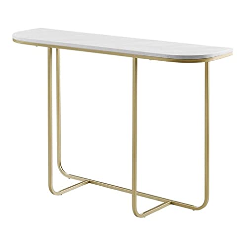Mesa Consola,Mesa de sofá Consola de Metal y mármol,Mesa de Barra Estrecha,Mesa de Entrada de losa de Roca Ultrafina,Mesa de té(Blanco 120x30x80cm)