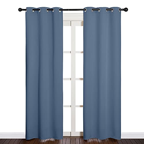 Image of NICETOWN Blackout Curtains for Bedroom, Thermal Insulated Privacy Window Treatment Curtains & Drapes for Living Room, Nursery (Stone Blue, 34-inch Wide x 84-inch Long, 2PCs)