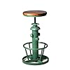 Topower American Antique Industrial Round Bottom Adjustable Height Cafe Coffee Retro Vintage Stylish Water Pipe Design Pub Kitchen Bar Stool (Antique Green, Wooden Top)