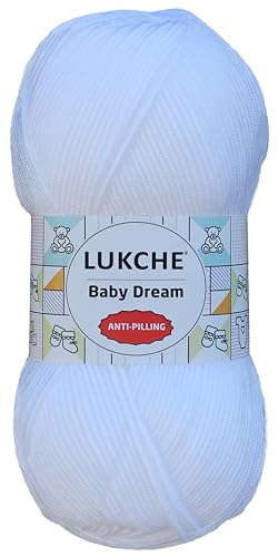 Image of Baby Dream Soft Yarn - 100% Acrylic, Premium Anti-Pilling, 3.5 oz (100g), 273 yds - Soft Yarn for Crochet and Knitting Projects (White)