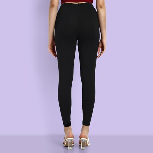 Image of ONE SKY Women Ankle Length Leggings | Premium Cotton Modal Spandex Blend | High Waist Stretchable & Bio-Washed Fabric | Colour-Lock | Ethnic Leggings for Women