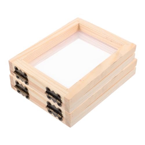 Tofficu 2pcs Wooden Screen Frames for Papermaking DIY Art Making Kit Small Screens Included