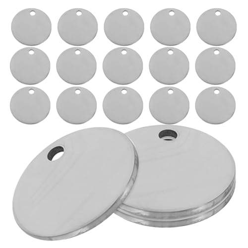 TOPBATHY 100 pièces Pendentifs Ronds Inox Étiquettes Vierges Métal pour Gravure et Estampage Accessoires DIY pour Bijoux Porte-clés Médaillons et Plaques...