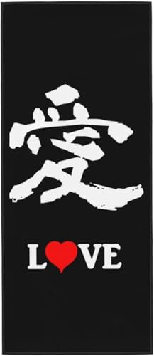 愛の漢字 タオル フェイスタオル マイクロファイバー ホテル仕様 ふわふわ 柔らか肌ざわり ハンドタオル 吸水速乾 薄手 バス用品 プレゼント 12x27.5in