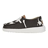 HEYDUDE Girl's Wendy Y Animal Black/Cow Size 5 | Youth's Shoes | Youth Slip-on Loafers | Comfortable & Light-Weight