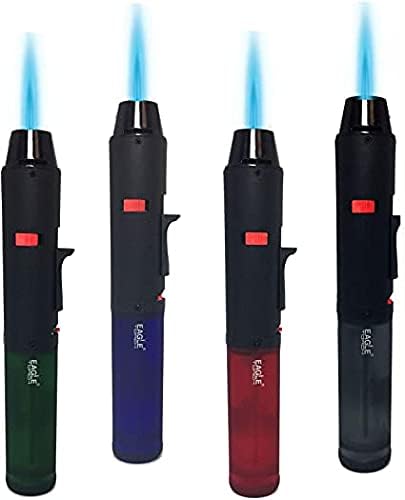Eagle Pen Torch Lighter, with Butane, Jumbo 7" Tall, Multi Purpose, Cooking, Welding, Single Flame, Fishing, Hunting (12)