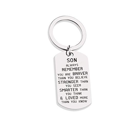 Son Gifts Keychain From Mom Dad, Always Remember You Are Braver Than You Believe Christmas Birthday Gifts For Son In Law From Mother Father In Law #TOP14