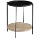 tectake 800938 Beistelltisch rund aus Metall und Holz, Couchtisch mit 2 Ebenen, abnehmbares Tablett, für Wohnzimmer Schlafzimmer, schwarzes Metallgestell (Hellbraun | Nr. 404260)