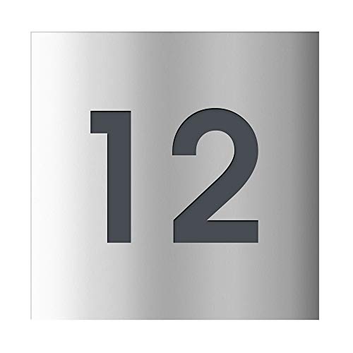Preisvergleich Produktbild Frabox® Hausnummernschild LENS Edelstahl / Anthrazitgrau - edel & einfach zu montieren!