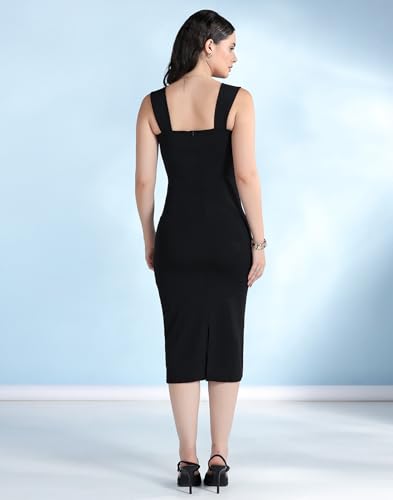 Image of Selvia Women's Calf Length Western Dress Stylish, Lycra Bodycon Dress for Woman Stylish