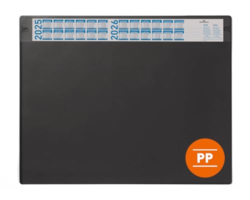 Durable Schreibtischunterlage 650x480 mm m. Jahreskalender und Abnehmbarer Abdeckung PP, schwarz, 722501