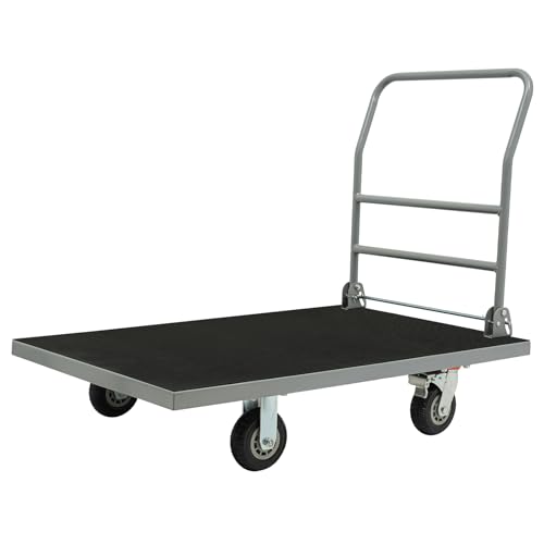 Truck Cart, Large Platform Truck Cart, 44 * 28 in Heavy Duty Push Cart with 2500 LBS Capacity, Foldable Flat Cart Hand Trucks for Homes, Offices, Warehouses, Garages, Workshops